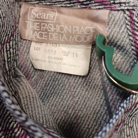 Vintage 1970’s MIDI Sears Long Sleeve Grey Striped Dress Size 14 - Picture 9 of 9